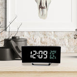 Maxbell LED Digital Alarm Clock Curved Screen Table Clock for Bedroom Classroom Dorm White Green