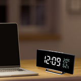 Maxbell LED Digital Alarm Clock Curved Screen Table Clock for Bedroom Classroom Dorm White Green