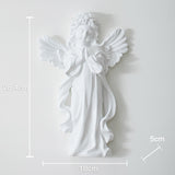 Maxbell Maxbell Angel Wall Sculpture Resin Cherub Statue for Sofa TV Background Home Bedroom White