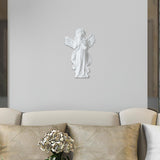 Maxbell Maxbell Angel Wall Sculpture Resin Cherub Statue for Sofa TV Background Home Bedroom White