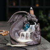 Maxbell Backflow Incense Burner Dragon Statue Aroma Ornament for Indoor Table Office