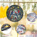 Maxbell Stained Glass Window Hanging Decor Panel Bird Ornament for Home Bedroom Door Style A