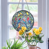 Maxbell Stained Glass Window Hanging Decor Panel Bird Ornament for Home Bedroom Door Style A