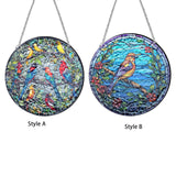 Maxbell Stained Glass Window Hanging Decor Panel Bird Ornament for Home Bedroom Door Style A