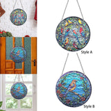 Maxbell Stained Glass Window Hanging Decor Panel Bird Ornament for Home Bedroom Door Style A