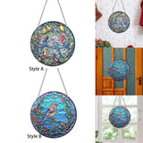 Maxbell Stained Glass Window Hanging Decor Panel Bird Ornament for Home Bedroom Door Style A