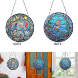 Maxbell Stained Glass Window Hanging Decor Panel Bird Ornament for Home Bedroom Door Style A