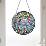 Maxbell Stained Glass Window Hanging Decor Panel Bird Ornament for Home Bedroom Door Style A