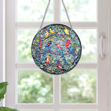 Maxbell Stained Glass Window Hanging Decor Panel Bird Ornament for Home Bedroom Door Style A