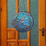 Maxbell Stained Glass Window Hanging Decor Panel Bird Ornament for Home Bedroom Door Style B