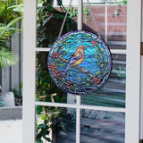 Maxbell Stained Glass Window Hanging Decor Panel Bird Ornament for Home Bedroom Door Style B