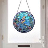 Maxbell Stained Glass Window Hanging Decor Panel Bird Ornament for Home Bedroom Door Style B