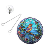 Maxbell Stained Glass Window Hanging Decor Panel Bird Ornament for Home Bedroom Door Style B