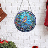 Maxbell Stained Glass Window Hanging Decor Panel Bird Ornament for Home Bedroom Door Style B