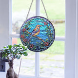 Maxbell Stained Glass Window Hanging Decor Panel Bird Ornament for Home Bedroom Door Style B