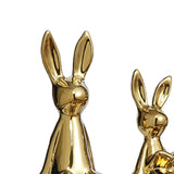 Maxbell 3 Pieces Bunny Family Figurine Rabbit Statues for Indoor Cabinet Living Room Gold