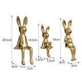Maxbell 3 Pieces Bunny Family Figurine Rabbit Statues for Indoor Cabinet Living Room Gold