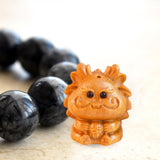 Maxbell Mini Wood Carved Dragon Figurine Cute for Chinese Spring Festival Home Decor Style A