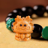 Maxbell Mini Wood Carved Dragon Figurine Cute for Chinese Spring Festival Home Decor Style A