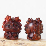 Maxbell Mini Wood Carved Dragon Figurine Cute for Chinese Spring Festival Home Decor Style B
