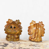 Maxbell Mini Wood Carved Dragon Figurine Cute for Chinese Spring Festival Home Decor Style C