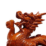 Maxbell Wooden Carved Chinese Dragon Figurine 12cm Spring Festival for Desktop Decor Style A