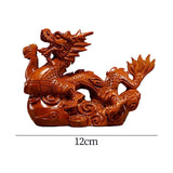 Maxbell Wooden Carved Chinese Dragon Figurine 12cm Spring Festival for Desktop Decor Style A