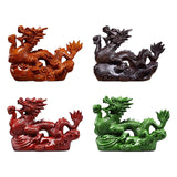 Maxbell Wooden Carved Chinese Dragon Figurine 12cm Spring Festival for Desktop Decor Style A