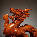 Maxbell Wooden Carved Chinese Dragon Figurine 12cm Spring Festival for Desktop Decor Style A