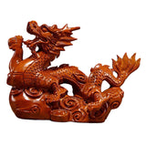 Maxbell Wooden Carved Chinese Dragon Figurine 12cm Spring Festival for Desktop Decor Style A