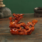 Maxbell Wooden Carved Chinese Dragon Figurine 12cm Spring Festival for Desktop Decor Style A