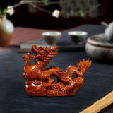 Maxbell Wooden Carved Chinese Dragon Figurine 12cm Spring Festival for Desktop Decor Style A