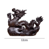 Maxbell Wooden Carved Chinese Dragon Figurine 12cm Spring Festival for Desktop Decor Style B