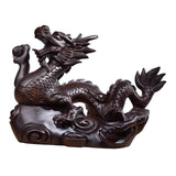 Maxbell Wooden Carved Chinese Dragon Figurine 12cm Spring Festival for Desktop Decor Style B