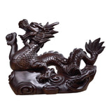 Maxbell Wooden Carved Chinese Dragon Figurine 12cm Spring Festival for Desktop Decor Style B