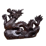 Maxbell Wooden Carved Chinese Dragon Figurine 12cm Spring Festival for Desktop Decor Style B