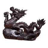 Maxbell Wooden Carved Chinese Dragon Figurine 12cm Spring Festival for Desktop Decor Style B