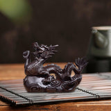 Maxbell Wooden Carved Chinese Dragon Figurine 12cm Spring Festival for Desktop Decor Style B