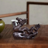 Maxbell Wooden Carved Chinese Dragon Figurine 12cm Spring Festival for Desktop Decor Style B