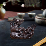 Maxbell Wooden Carved Chinese Dragon Figurine 12cm Spring Festival for Desktop Decor Style B