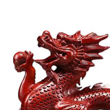 Maxbell Wooden Carved Chinese Dragon Figurine 12cm Spring Festival for Desktop Decor Style C