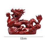 Maxbell Wooden Carved Chinese Dragon Figurine 12cm Spring Festival for Desktop Decor Style C