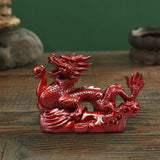 Maxbell Wooden Carved Chinese Dragon Figurine 12cm Spring Festival for Desktop Decor Style C