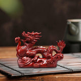 Maxbell Wooden Carved Chinese Dragon Figurine 12cm Spring Festival for Desktop Decor Style C