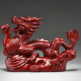 Maxbell Wooden Carved Chinese Dragon Figurine 12cm Spring Festival for Desktop Decor Style C