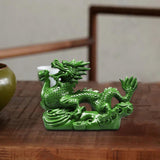 Maxbell Wooden Carved Chinese Dragon Figurine 12cm Spring Festival for Desktop Decor Style D