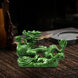 Maxbell Wooden Carved Chinese Dragon Figurine 12cm Spring Festival for Desktop Decor Style D