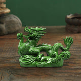 Maxbell Wooden Carved Chinese Dragon Figurine 12cm Spring Festival for Desktop Decor Style D