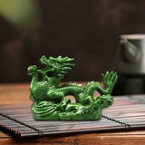 Maxbell Wooden Carved Chinese Dragon Figurine 12cm Spring Festival for Desktop Decor Style D