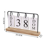 Maxbell Metal Desk Calendar Wooden Base Standing Calendar for Home Decor Office Gift Black